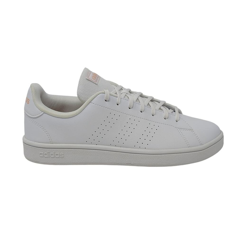 New Adidas Shoes Womens 10 Advantage Base 2.0 White Pink Low Top Sneakers - Picture 2 of 10
